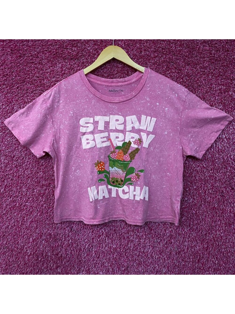 Rebellious One Strawberry Matcha Graphic Women's Crop Top Large
